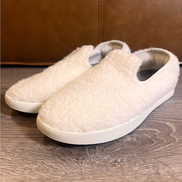 ALLBIRDS Natural White Merino Wool Lounger Fluffs Slip On Shoes Size 8 LIKE NEW - Picture 4 of 11